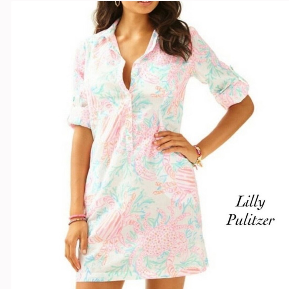 Lilly Pulitzer Sanibel Pink Crab Swim Coverup XS